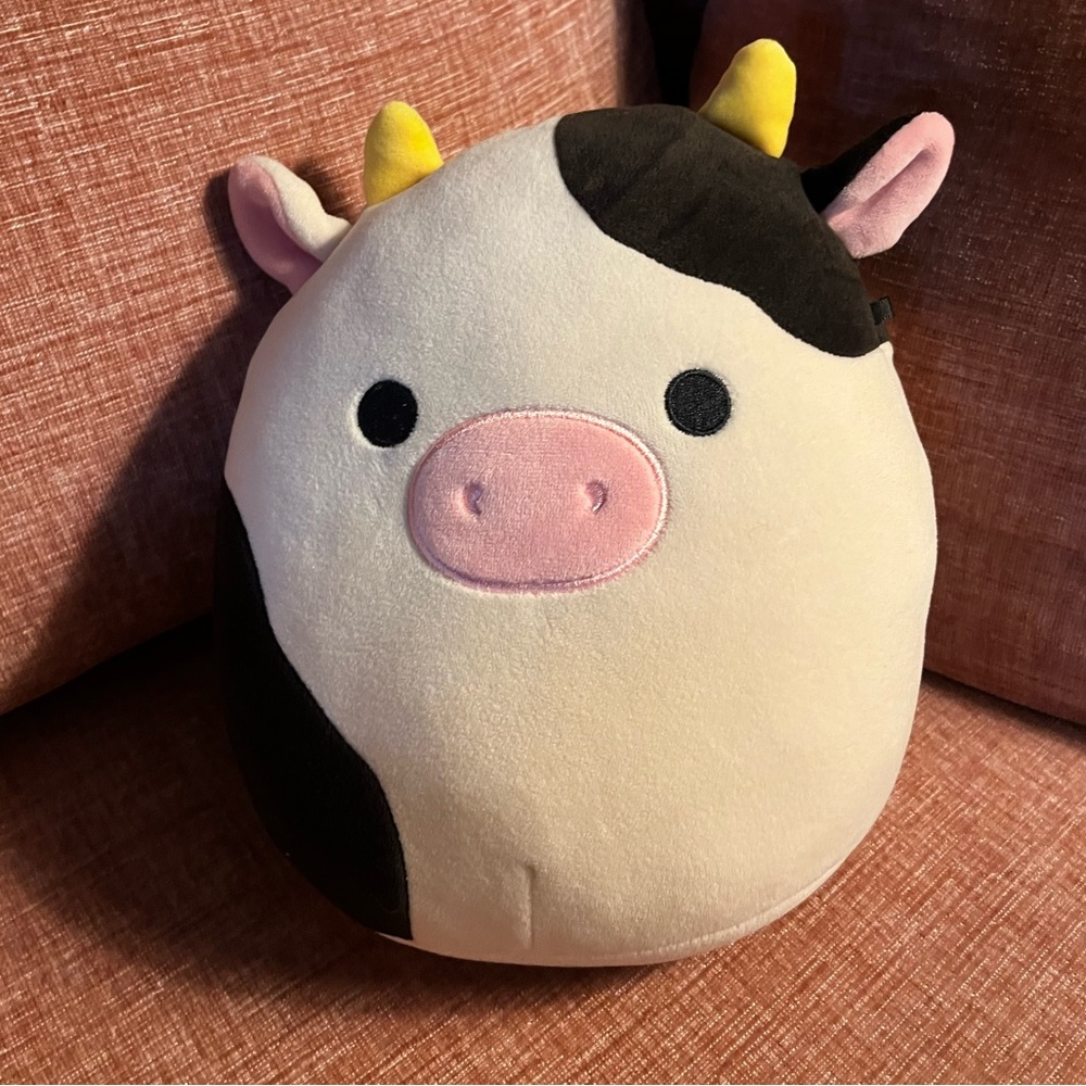 Squishmallow Cow Plush - Black, White, Pink, Yellow